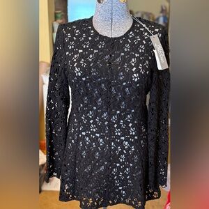Lela Rose Flare Hem Top/Mini NWT Black Lace New Perfect Condition Flattering 12
